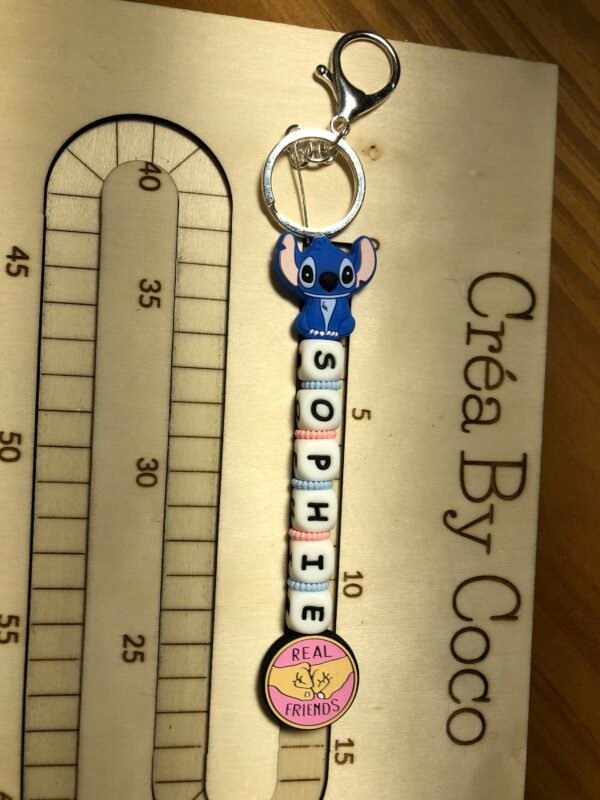 Attache tétine Rose + porte clé - Laura