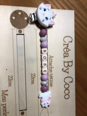 Attache tétine Rose + porte clé - Laura