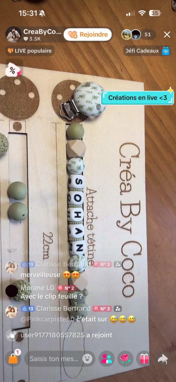 Attache tétine prénom JULES - Marine