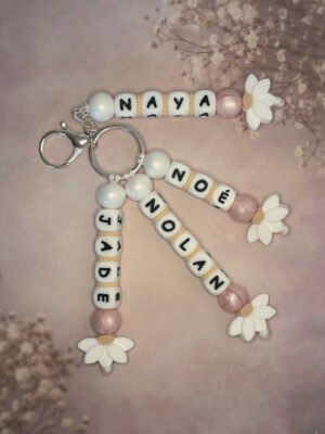 Porte clés – Demi fleur et nacre