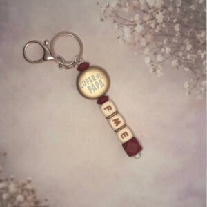 Porte clés – Super papa initiales