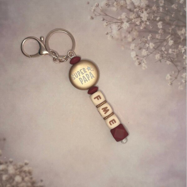 Porte clés – Super papa initiales