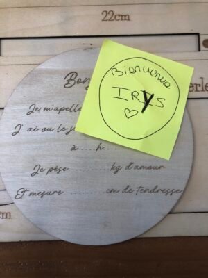 Rond de bienvenue - Dos “Bienvenue Irys (coeur)” - Noe
