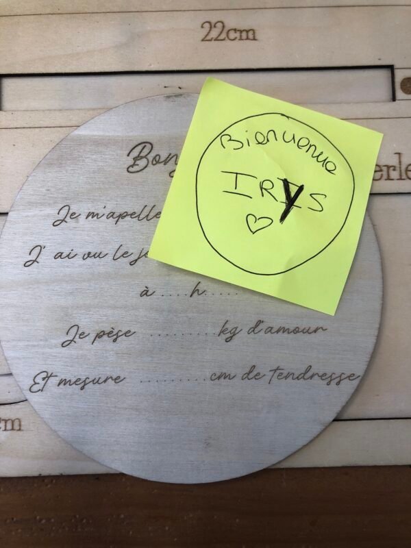 Rond de bienvenue - Dos “Bienvenue Irys (coeur)” - Noe