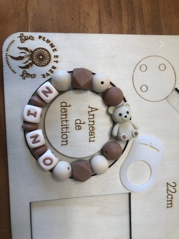 Lot naissance attaches tétine + doudou + anneau dentition - Pauline (MAM)